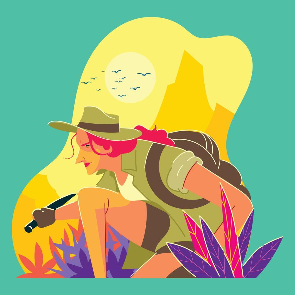 Female Hunter with Her Blade vector