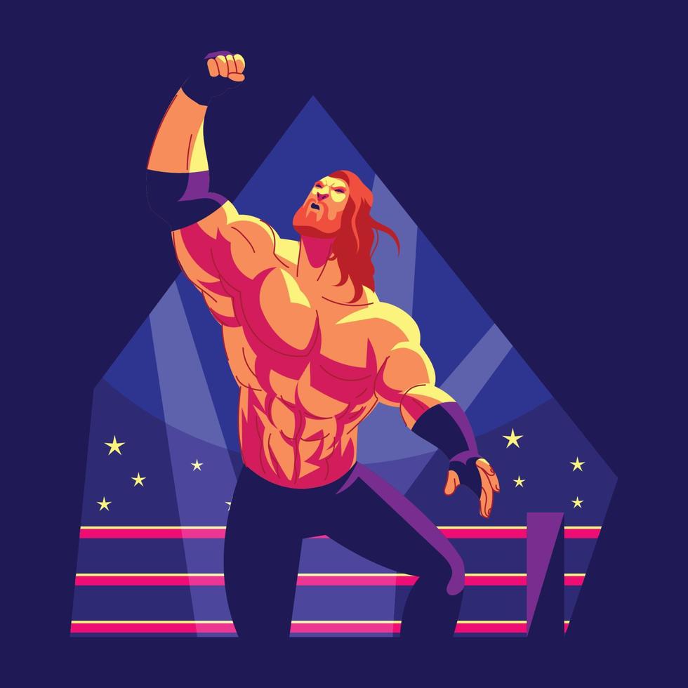 Strong Professional Wrestler in the Ring vector