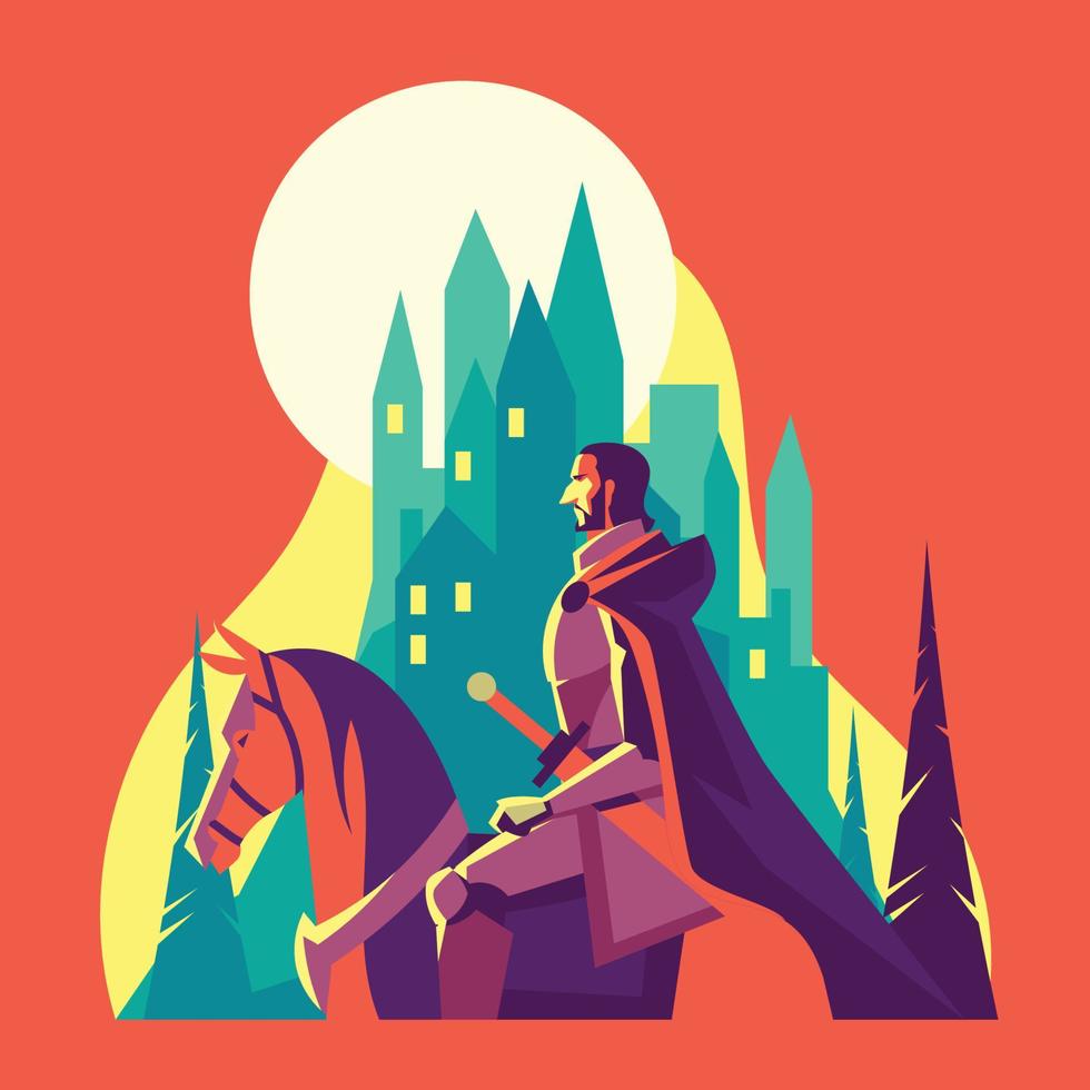 Knight and His Horse vector