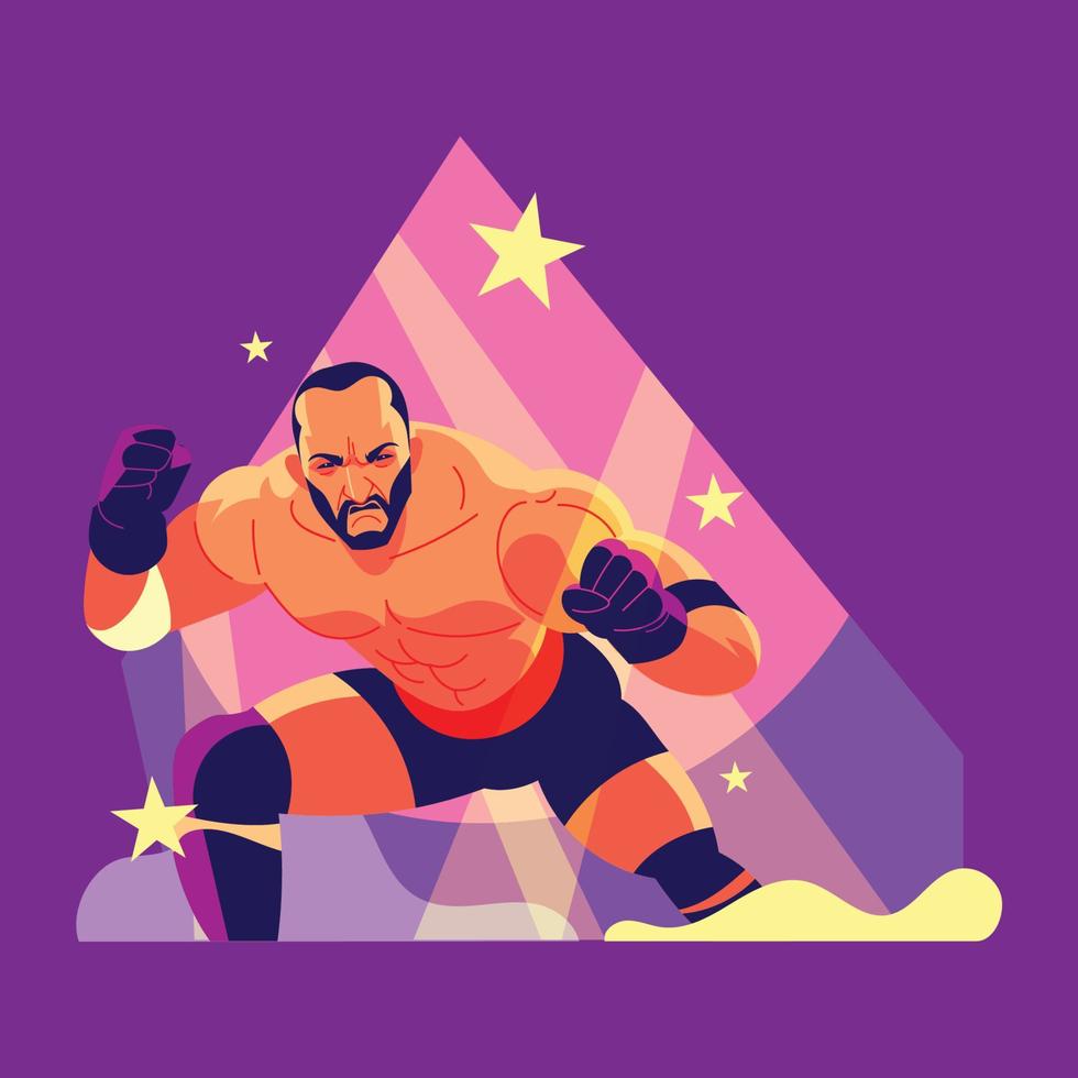 Spirited Wrestler Entering The Ring vector