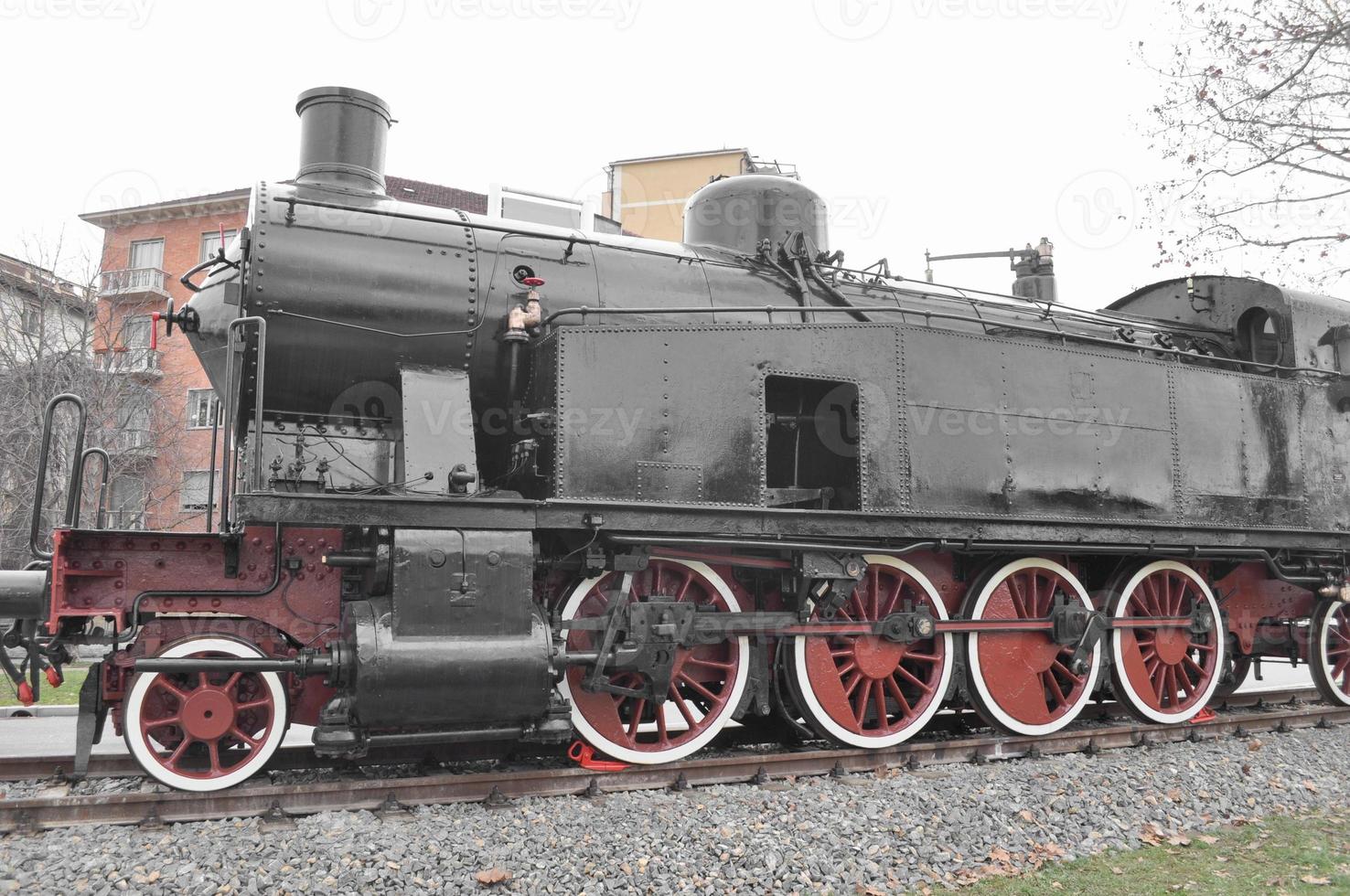 Detail of ancient steam train locomotive vehicle photo