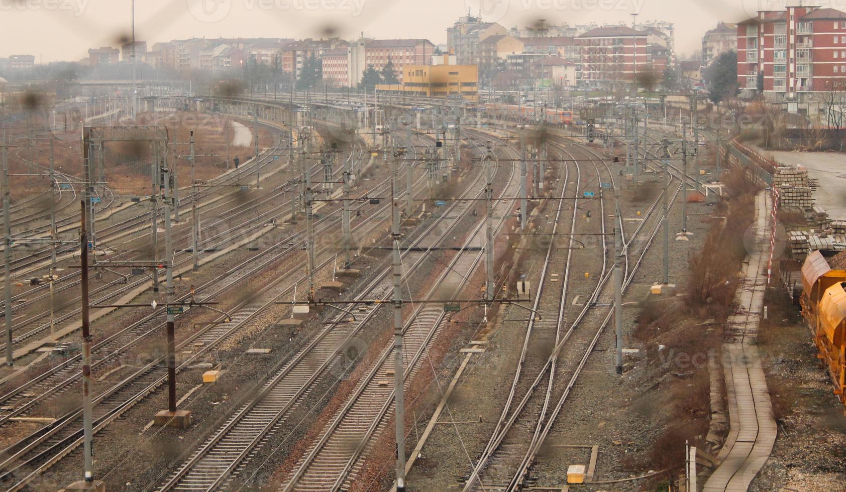 Railway railroad tracks for train public transport photo