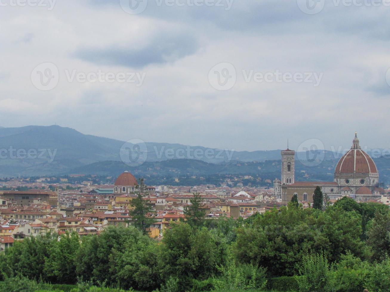 View of the city of Florence and the cathedral from the hills photo