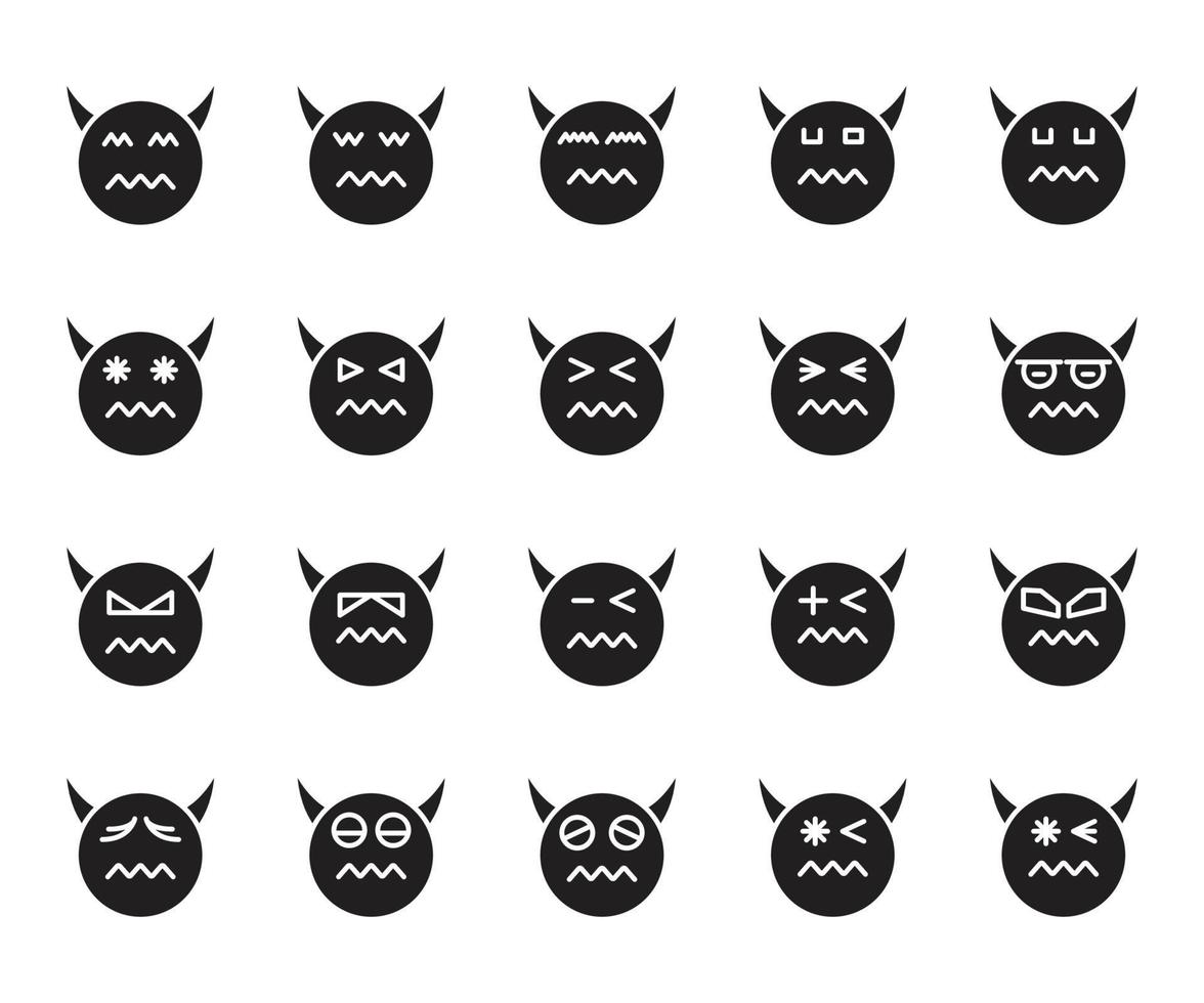 conjunto de emoticonos de diablo nervioso vector