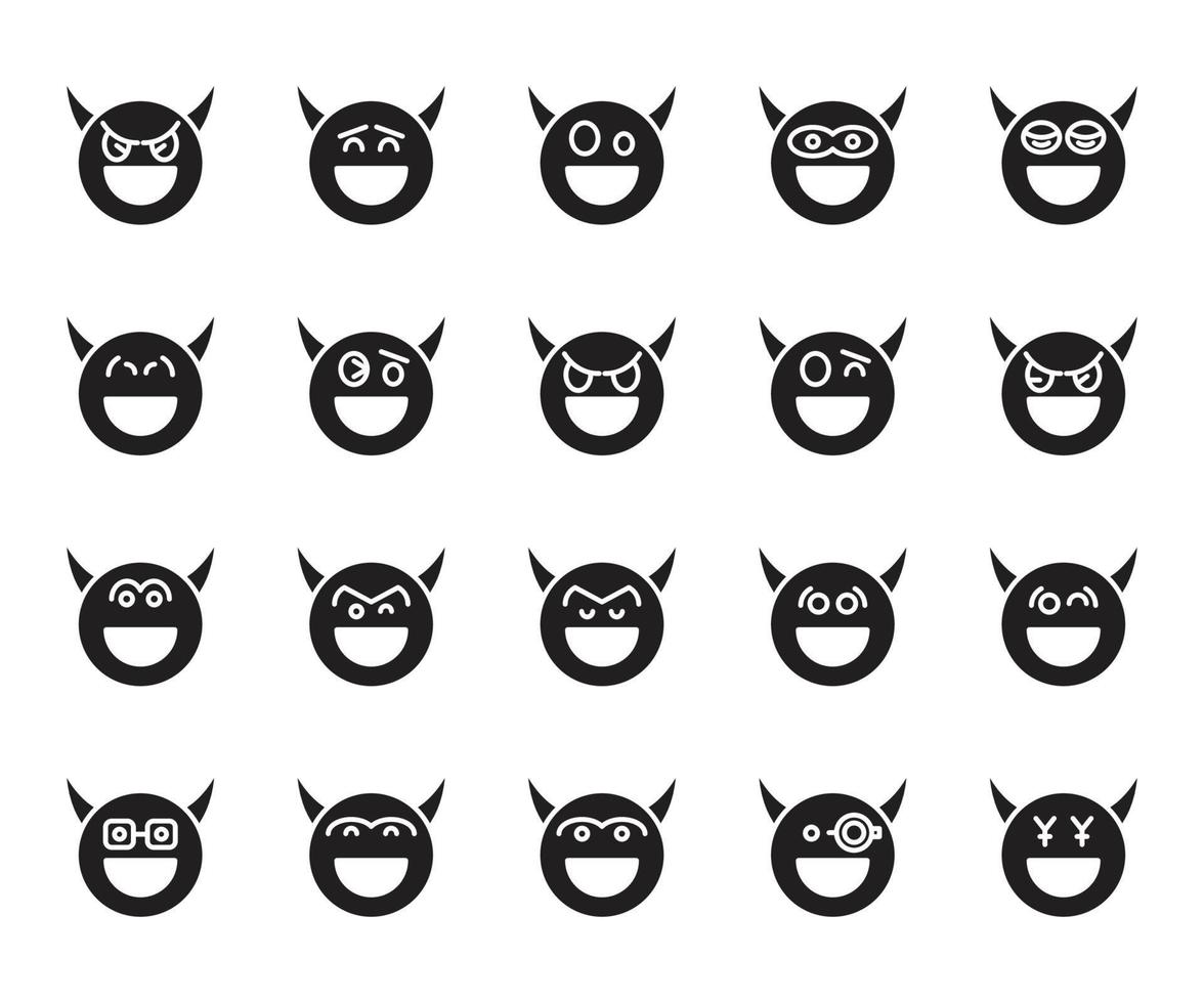 happy devil emoticons set vector