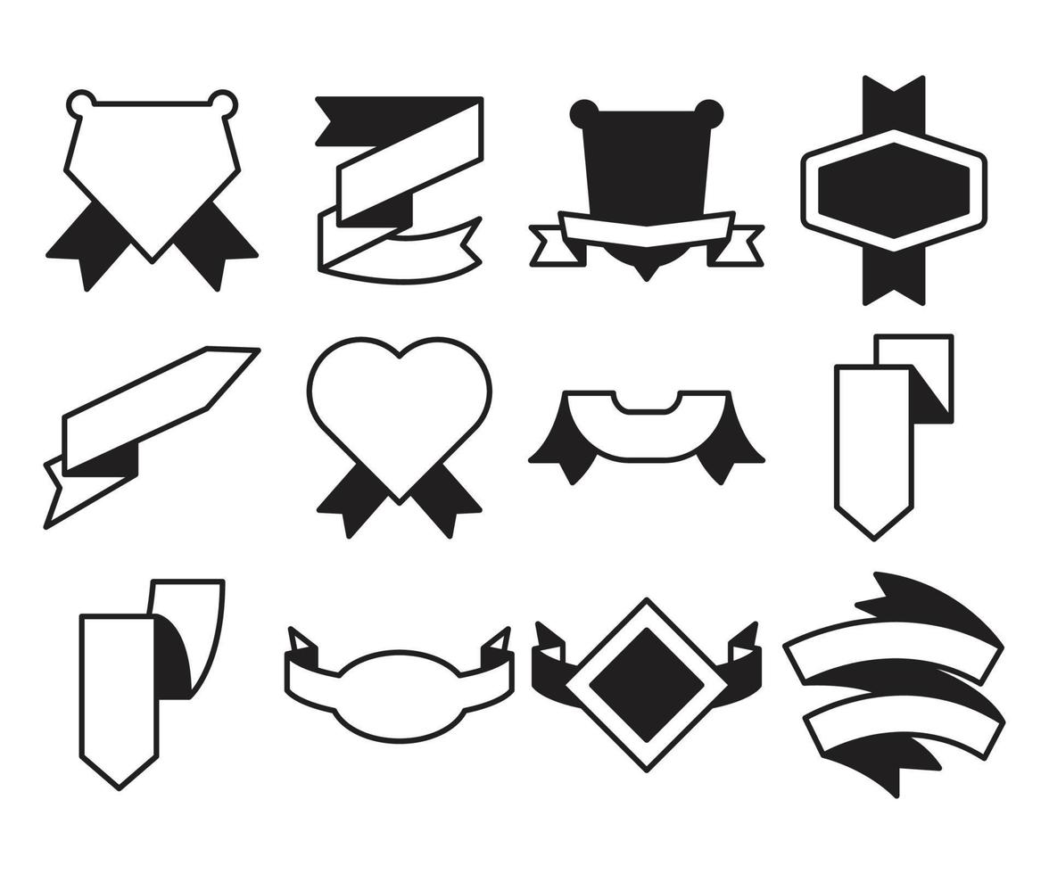 reward ribbon banner and badge set vector illustration