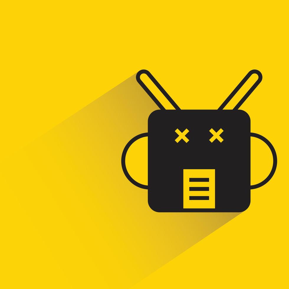 cute robot head icon yellow background vector