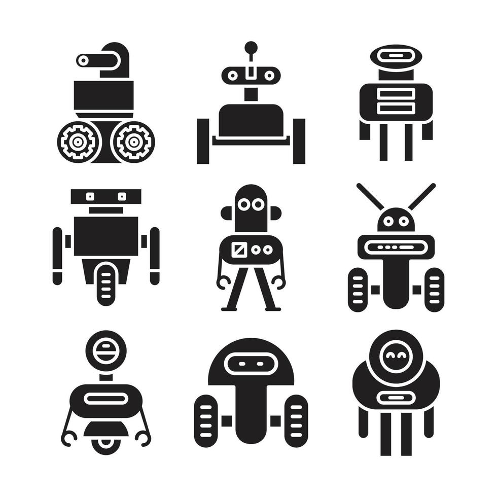 iconos de robots de dibujos animados vector