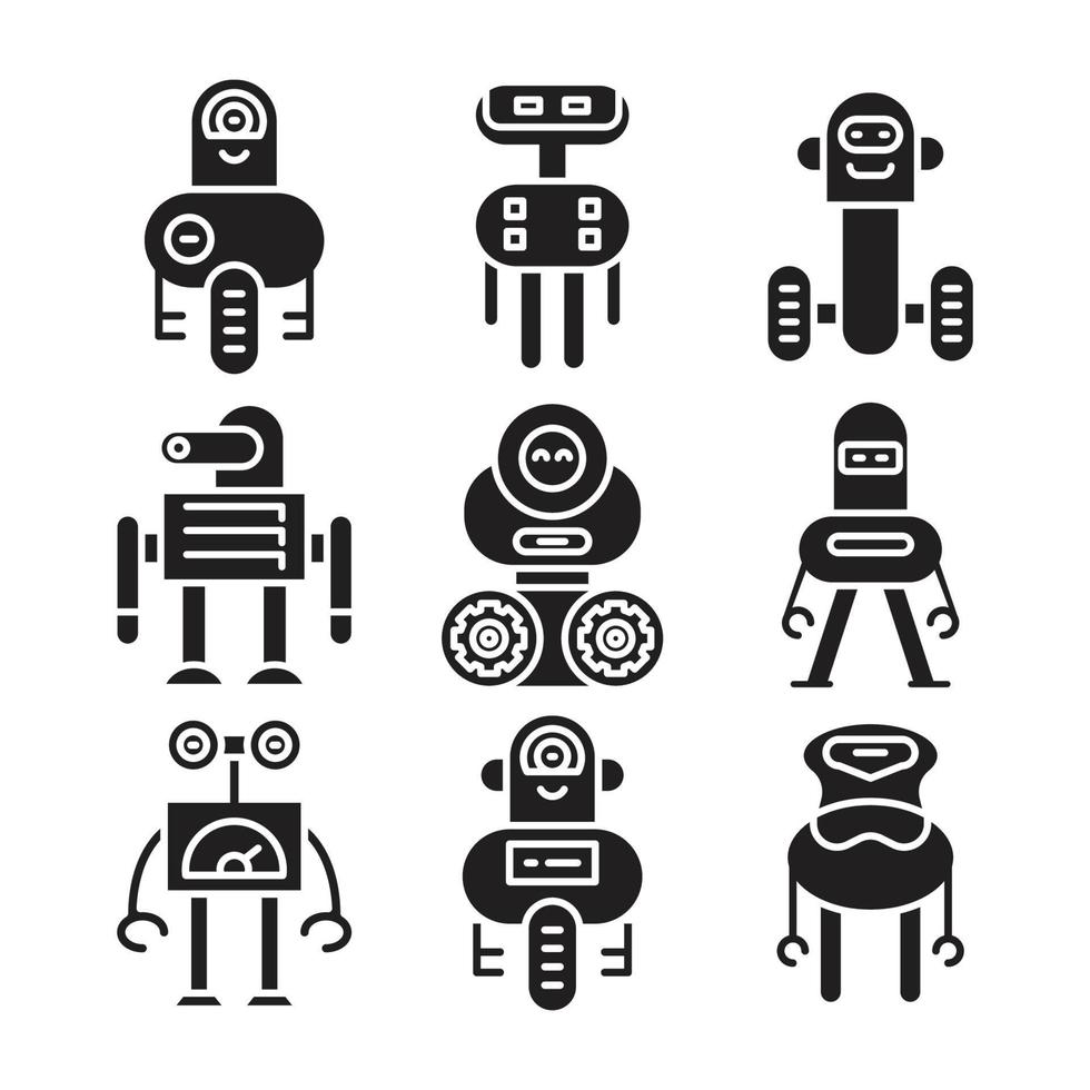 robot character icons set vector