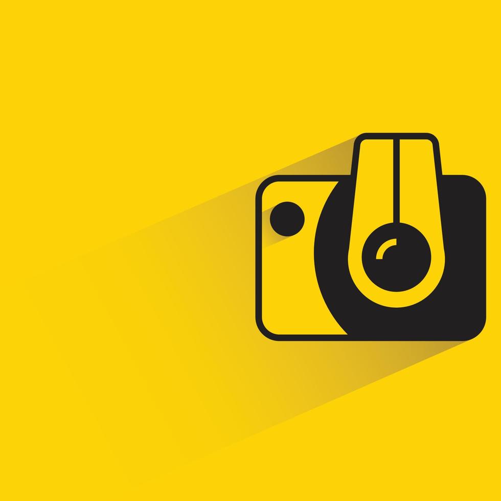 digital camera icon yellow background vector illustration