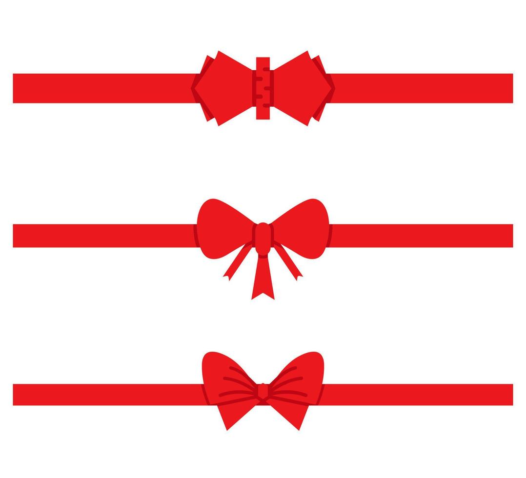 red ribbon and bow tie set vector