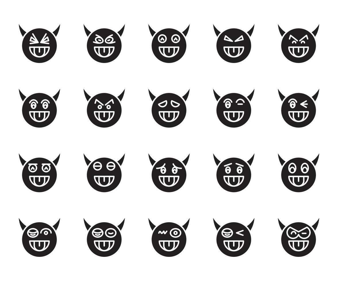 cheeky devil and demon emoticons set vector