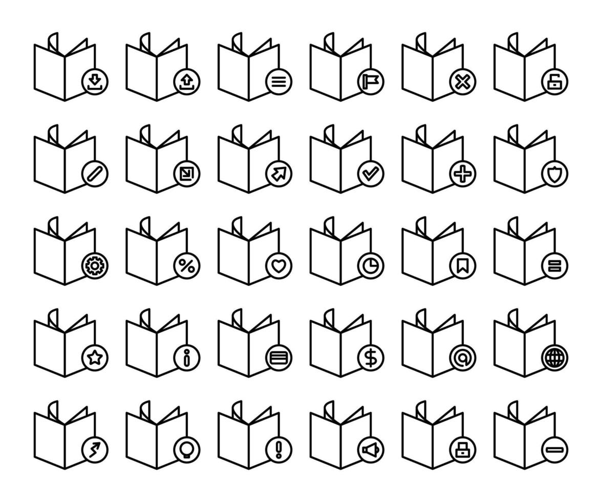 conjunto de iconos de línea de libro vector