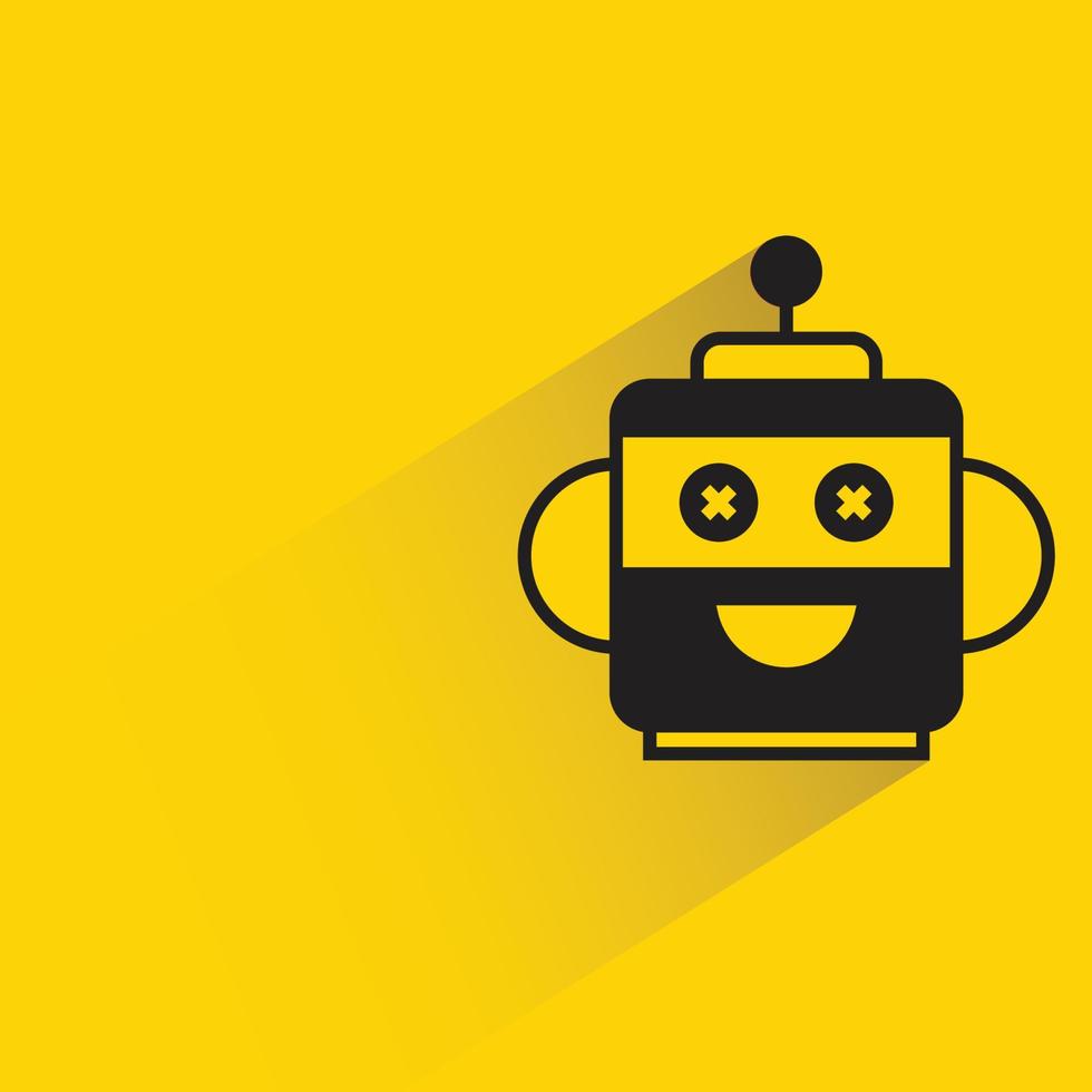 cartoon robot head icon yellow background vector