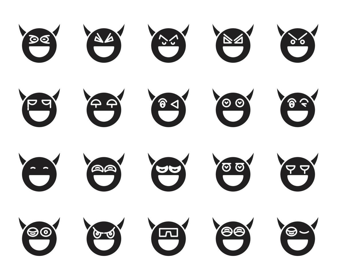 devil and demon emoticons set vector