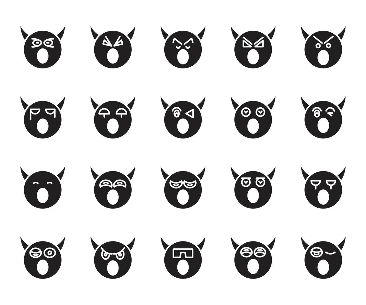 amazed and angry devil emoticons vector