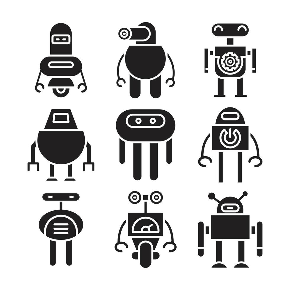 iconos humanoides y robots vector