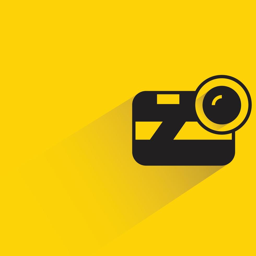 video camera icon yellow background vector illustration