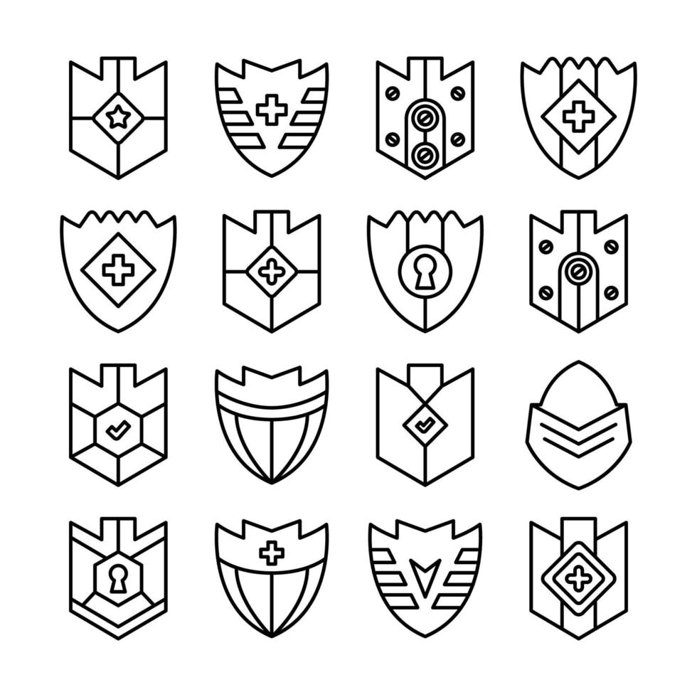 shield badge line icons vector