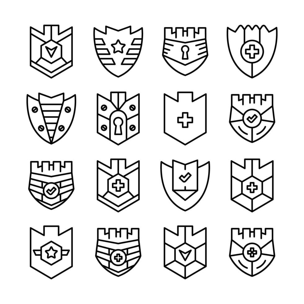 shield icons set vector