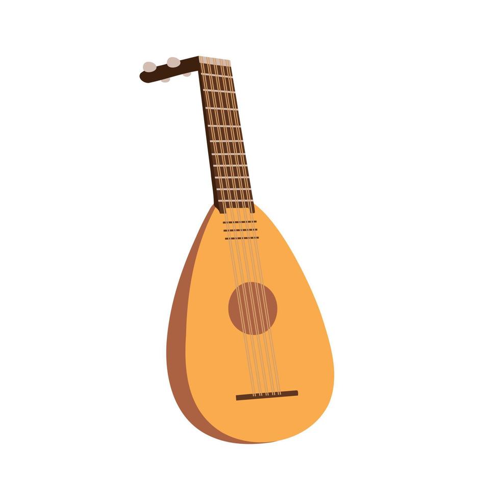 laúd, instrumento musical de cuerda, oud - instrumento musical árabe, oriental, griego. ilustración para fondos, portadas, empaques, tarjetas de felicitación y carteles. aislado sobre fondo blanco. vector