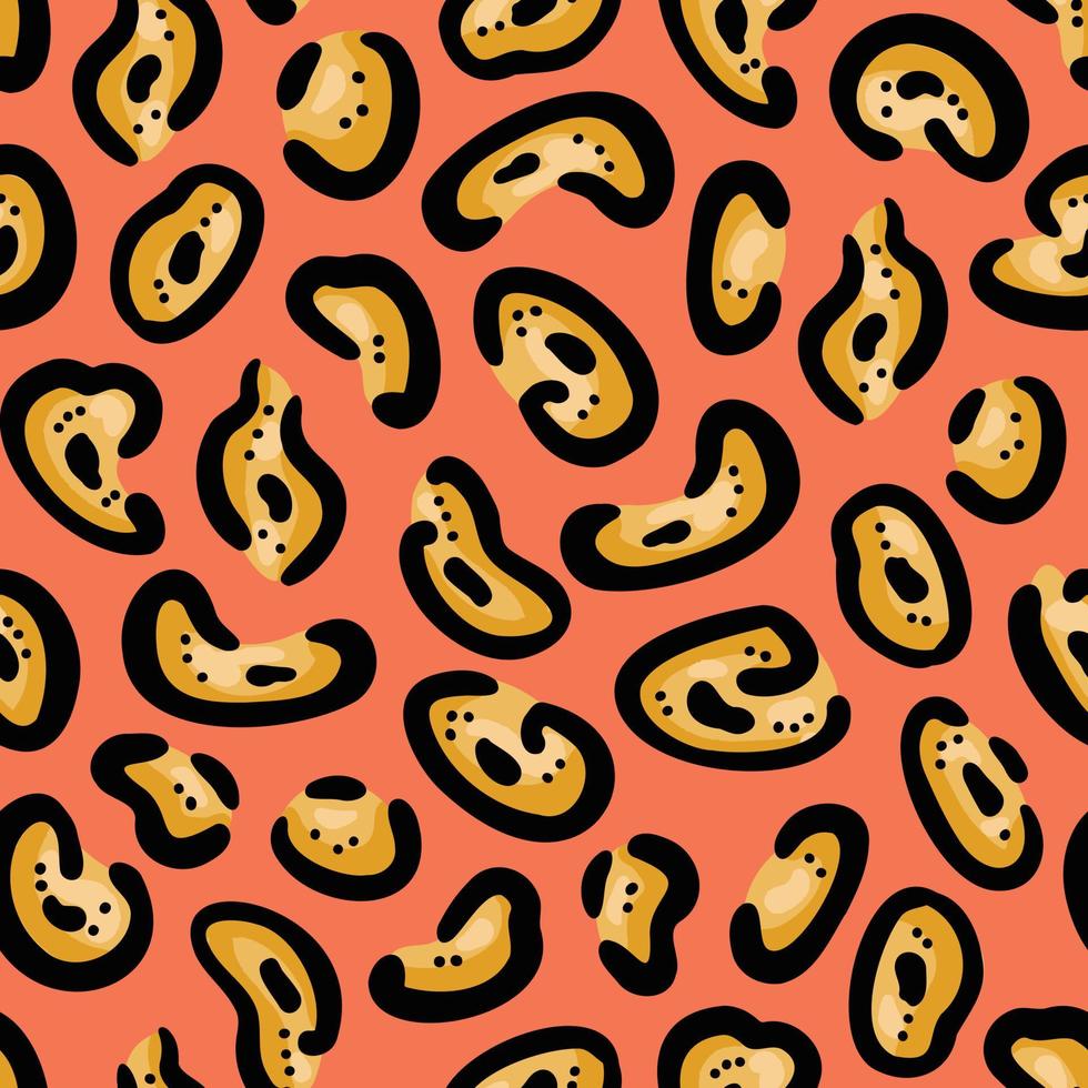 Leopard seamless pattern, orange skin print. Illustration for printing, backgrounds, covers, packaging, greeting cards, posters, stickers, textile and seasonal design. vector