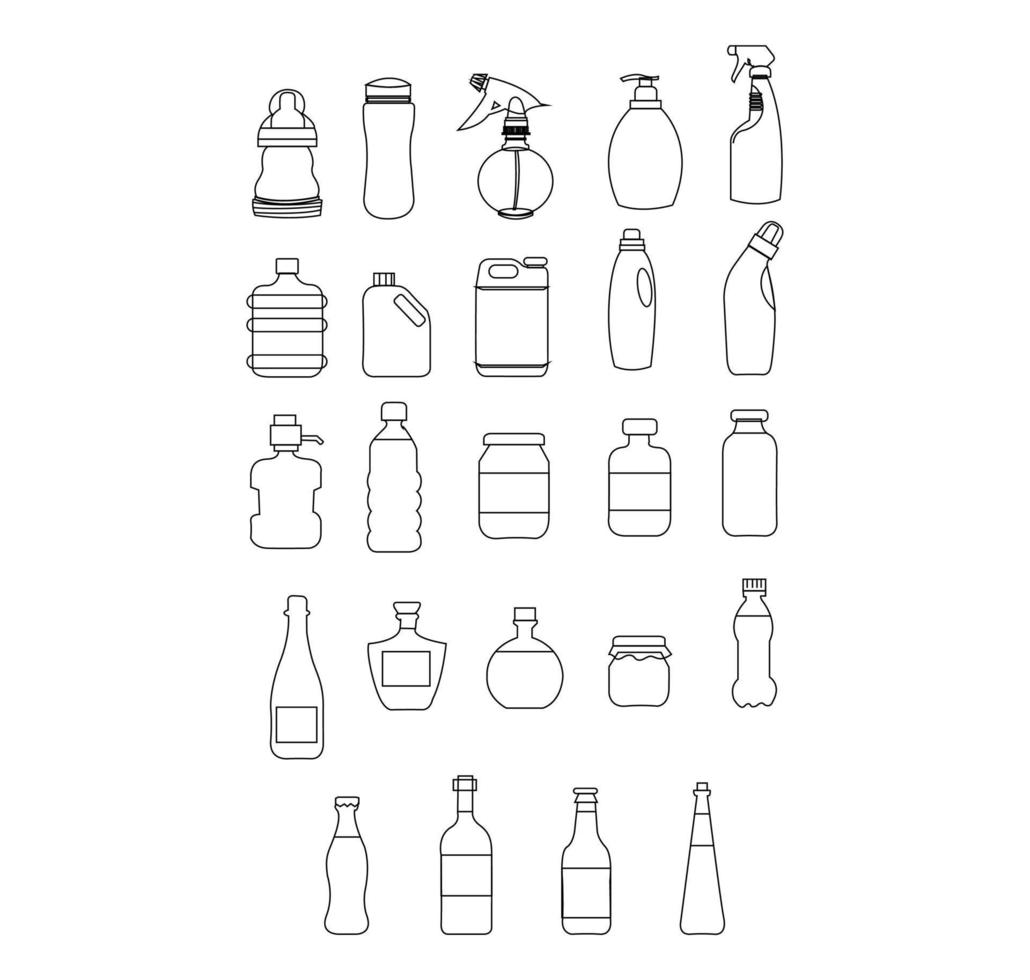 conjunto de diferentes botellas en blanco vector