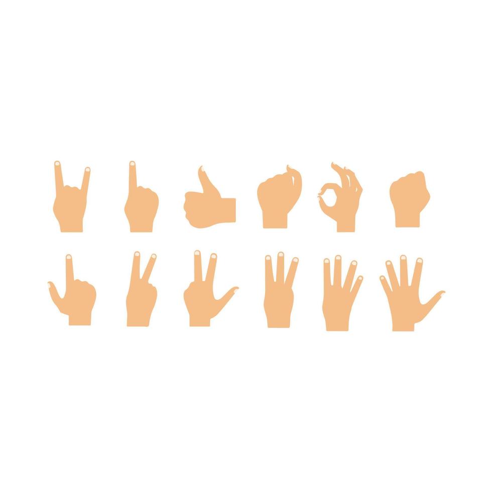 hand signs collection on white vector