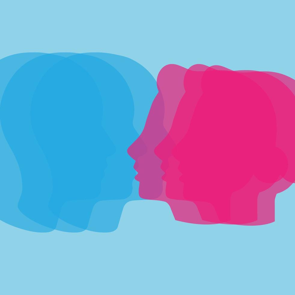 psychology heads icons on white vector