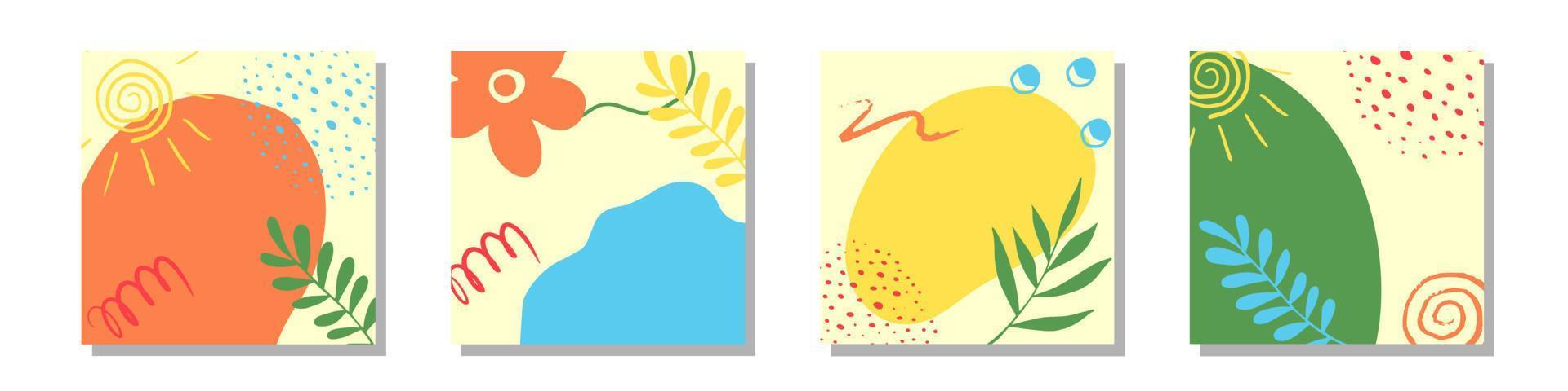 Set Trendy Abstract Square Art Templates for Social Media Posts Mobile Apps Banners Design and Web Internet ads vector
