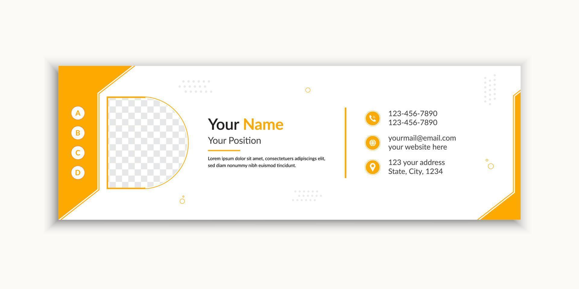 Simple and clean professional email signature template yellow color shapes vector