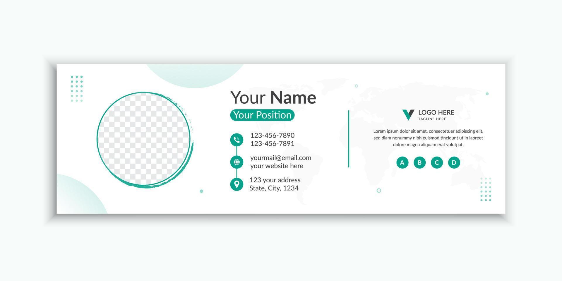 Minimalist horizontal email signature template and social media banner design vector