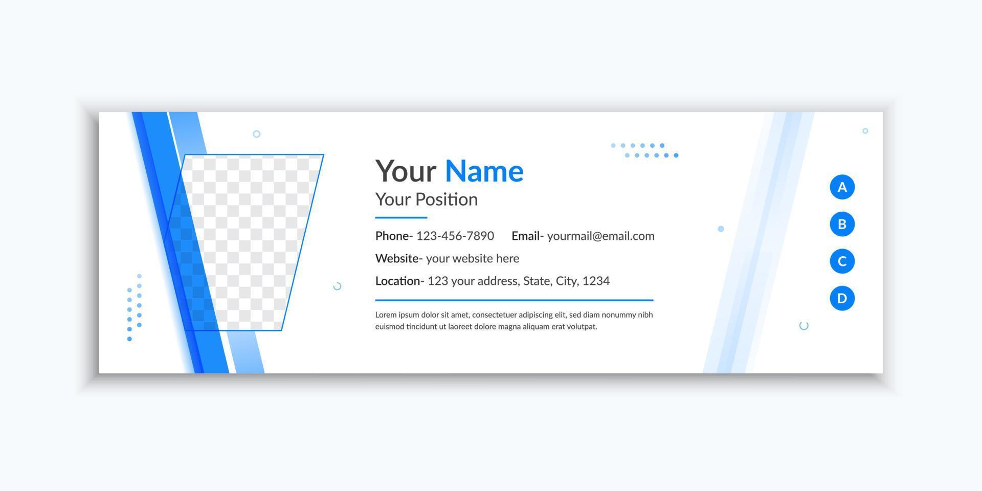 Individual email signature template or personal mail footer design vector