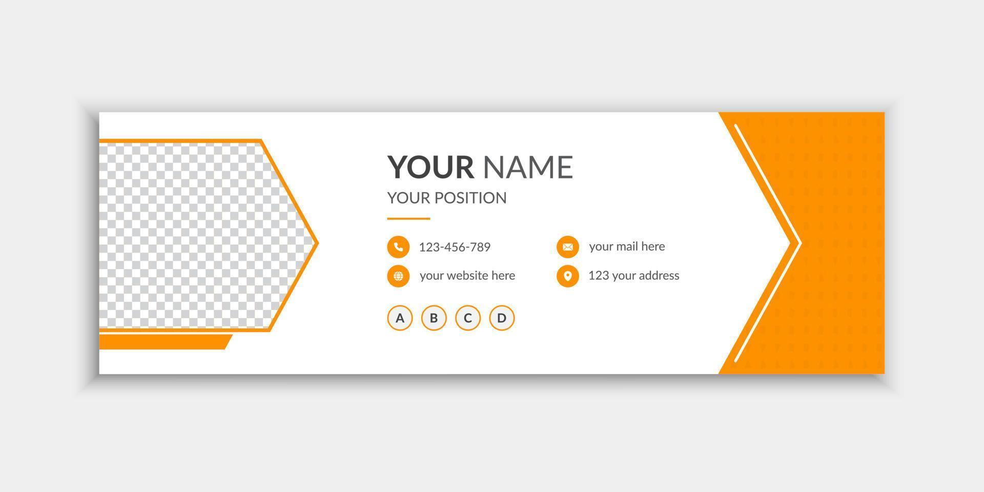 Horizontal yellow color creative email signature template vector