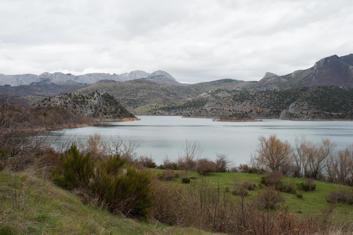 Panoramic view of the mountains around the water reservoir at Caldas de Luna, between Asturias and Leon. Spain. photo