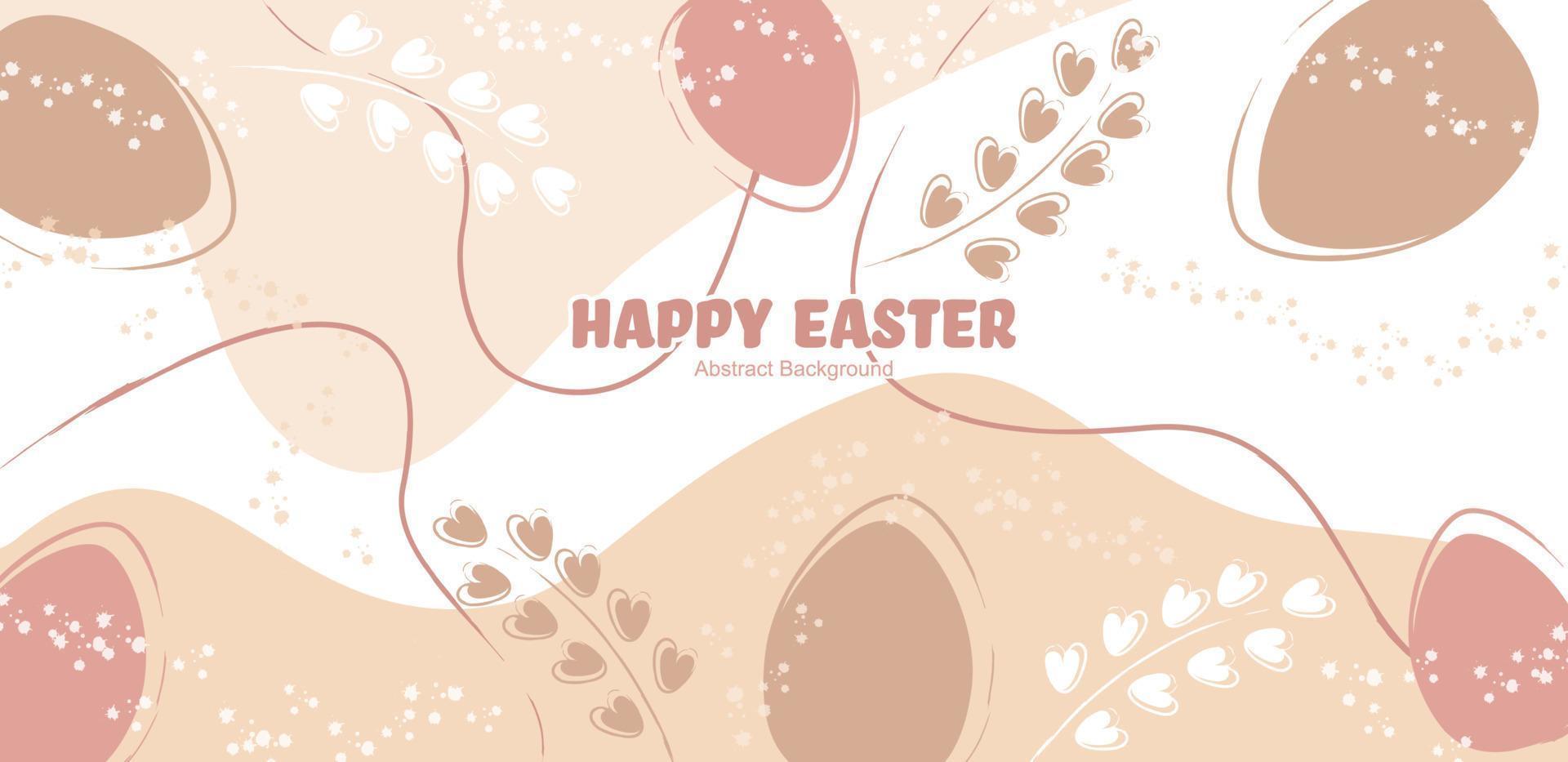 fondo de pascua con huevos de pascua y hojas en colores beige vector