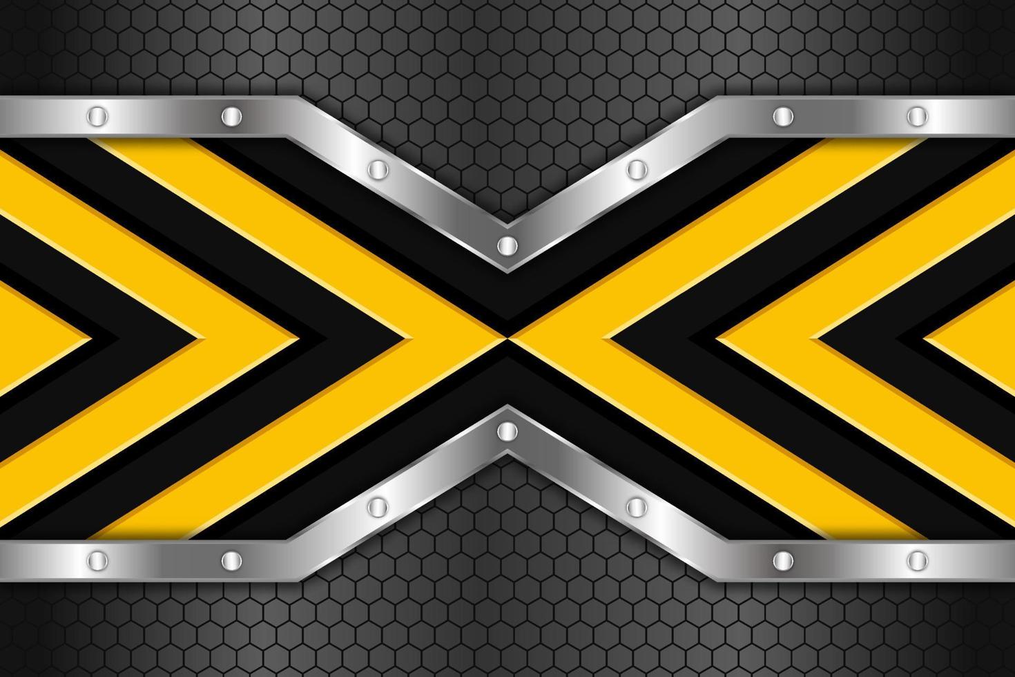 Yellow and black metal texture arrow center line design background vector