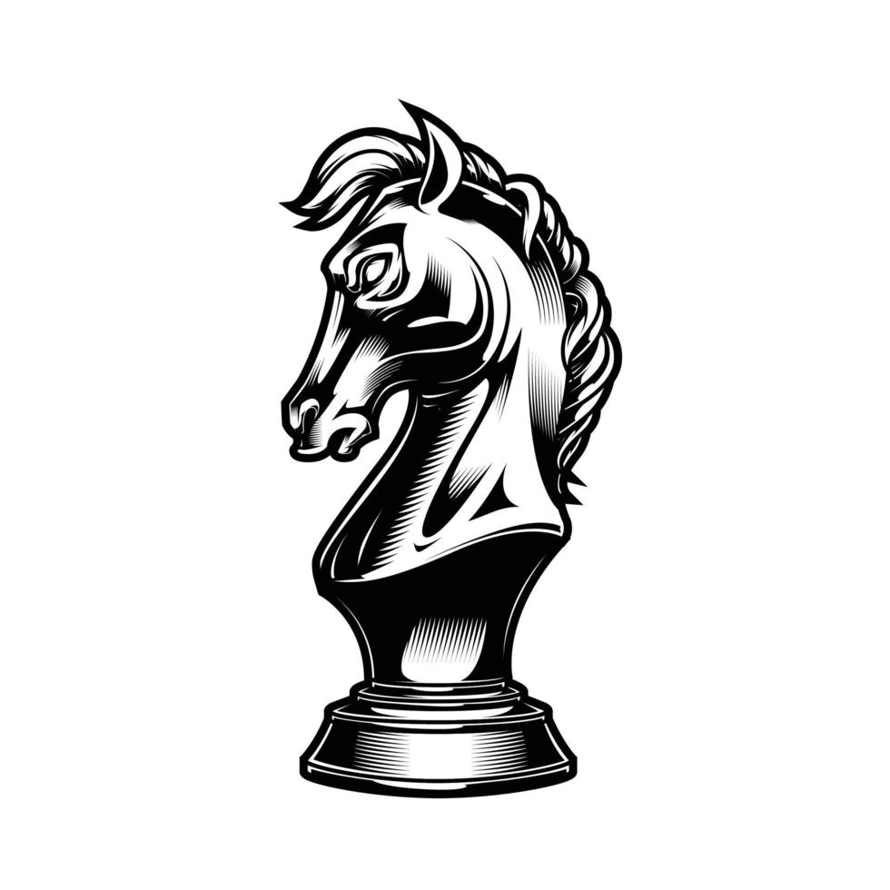 The Knight Chess in Black and White vector