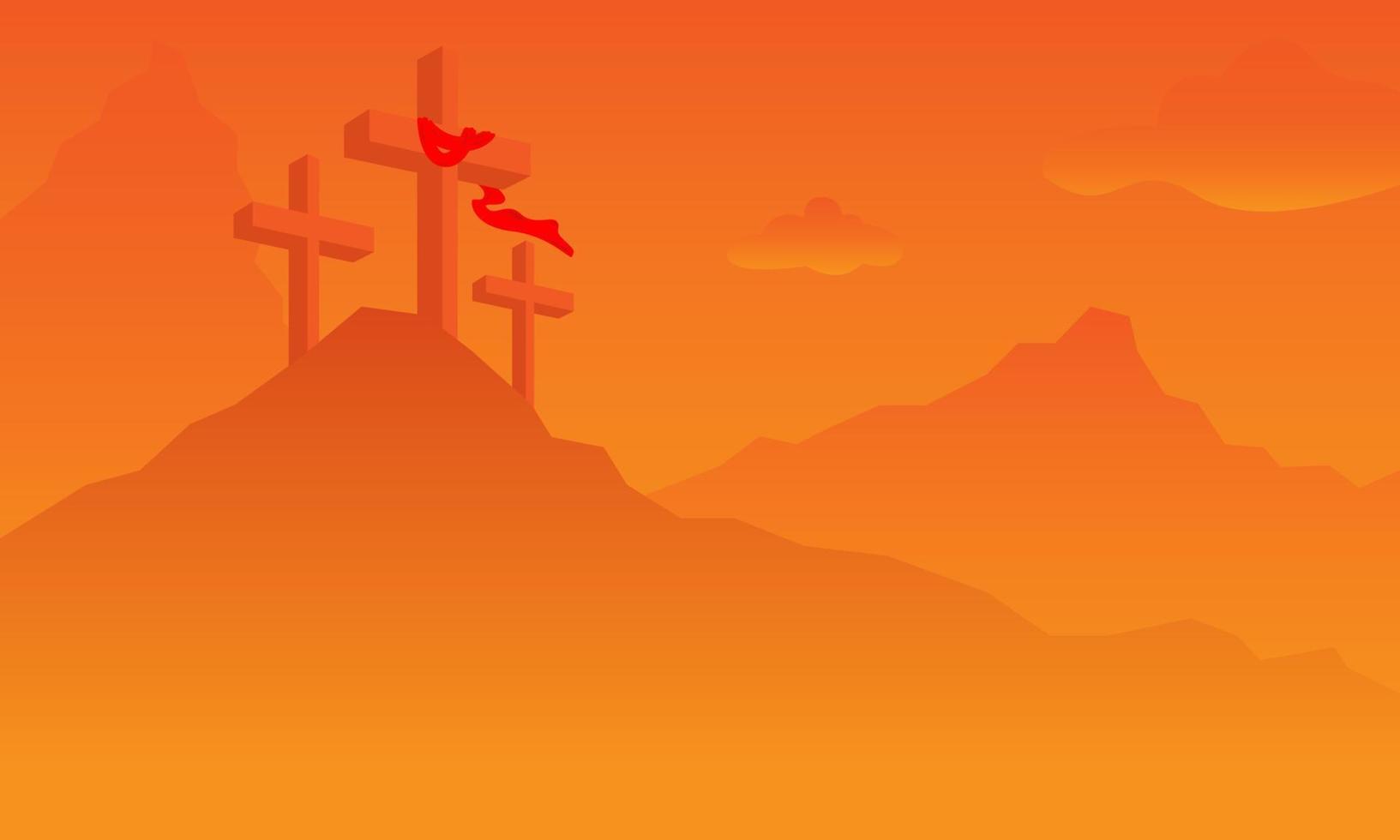 The three crosses on the mountain show the sacrifice of Christ and are commonly called Good Friday. Suitable for everything related to Christian events vector