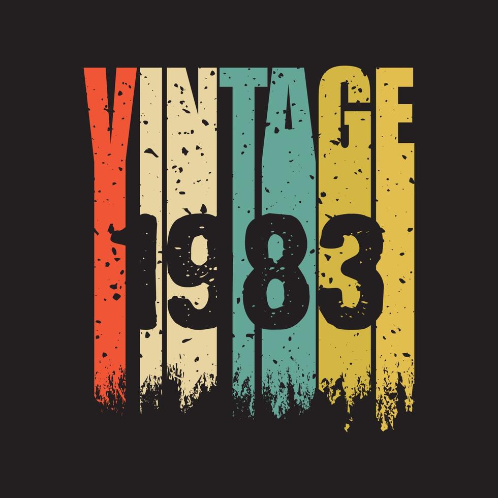 Diseño de camiseta retro vintage de 1983, vector