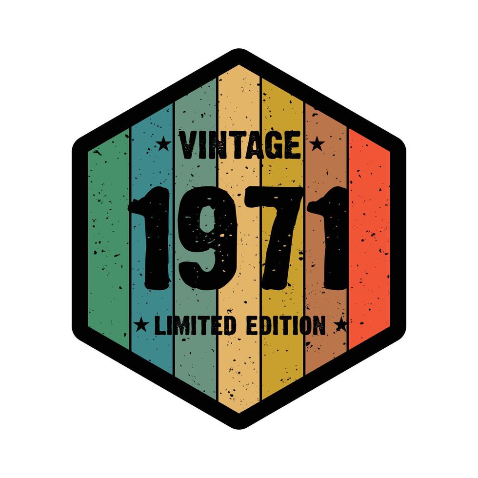 1971 vintage retro t shirt design, vector