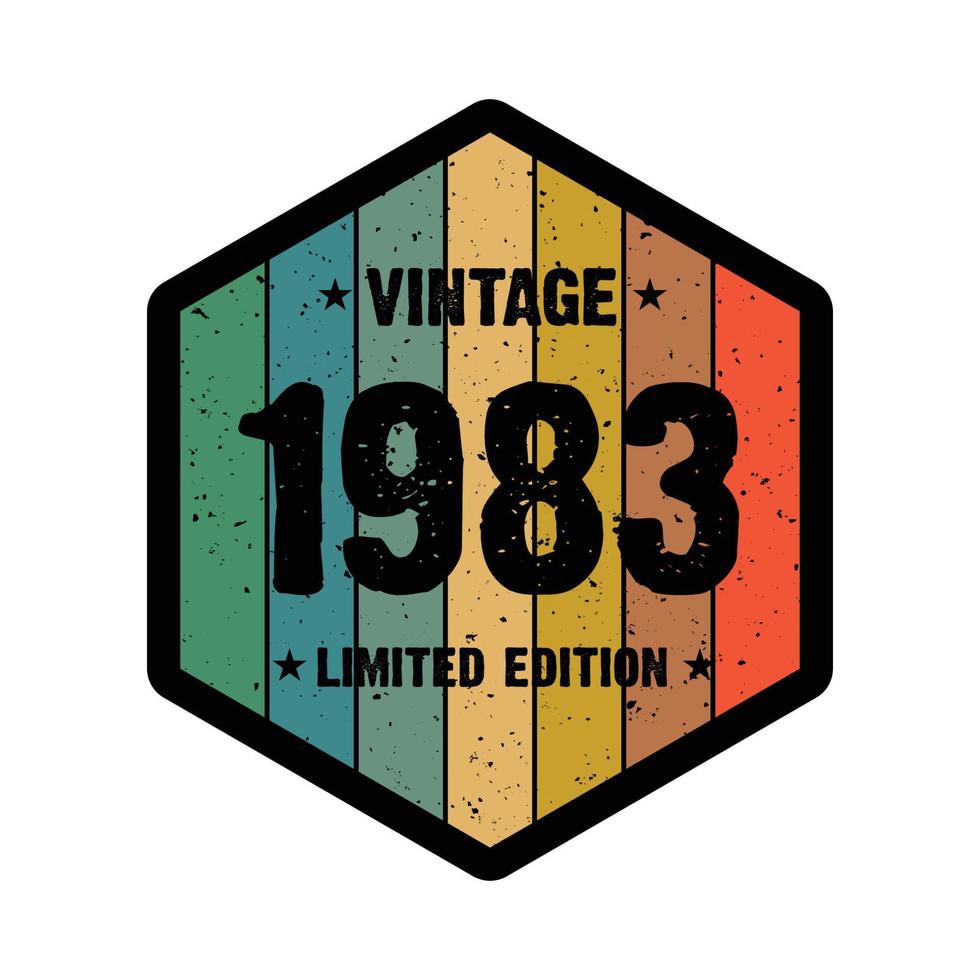 Diseño de camiseta retro vintage de 1983, vector