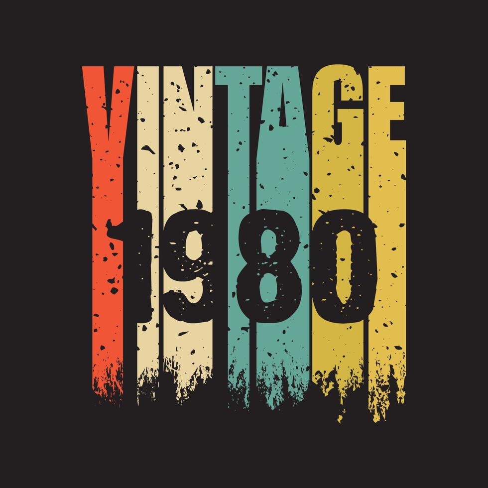 Diseño de camiseta retro vintage de 1980, vector