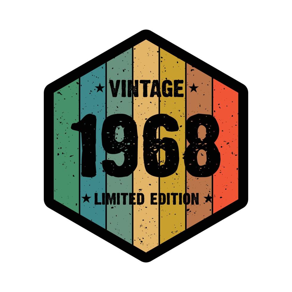 Diseño de camiseta retro vintage de 1968, vector
