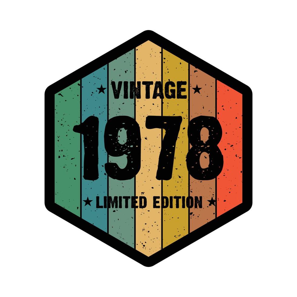 Diseño de camiseta retro vintage de 1978, vector