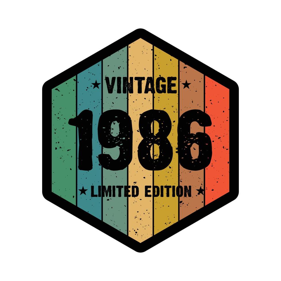 1986 vintage retro t shirt design, vector