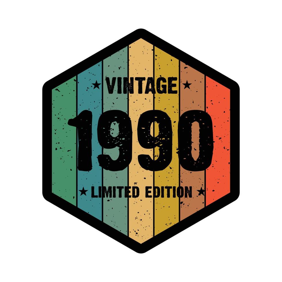 Diseño de camiseta retro vintage de 1990, vector