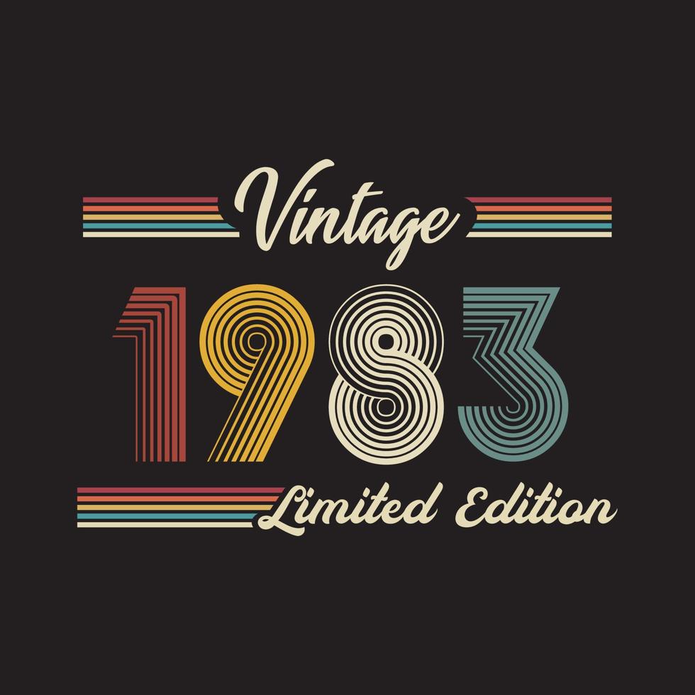 vector de diseño de camiseta de edición limitada retro vintage de 1983