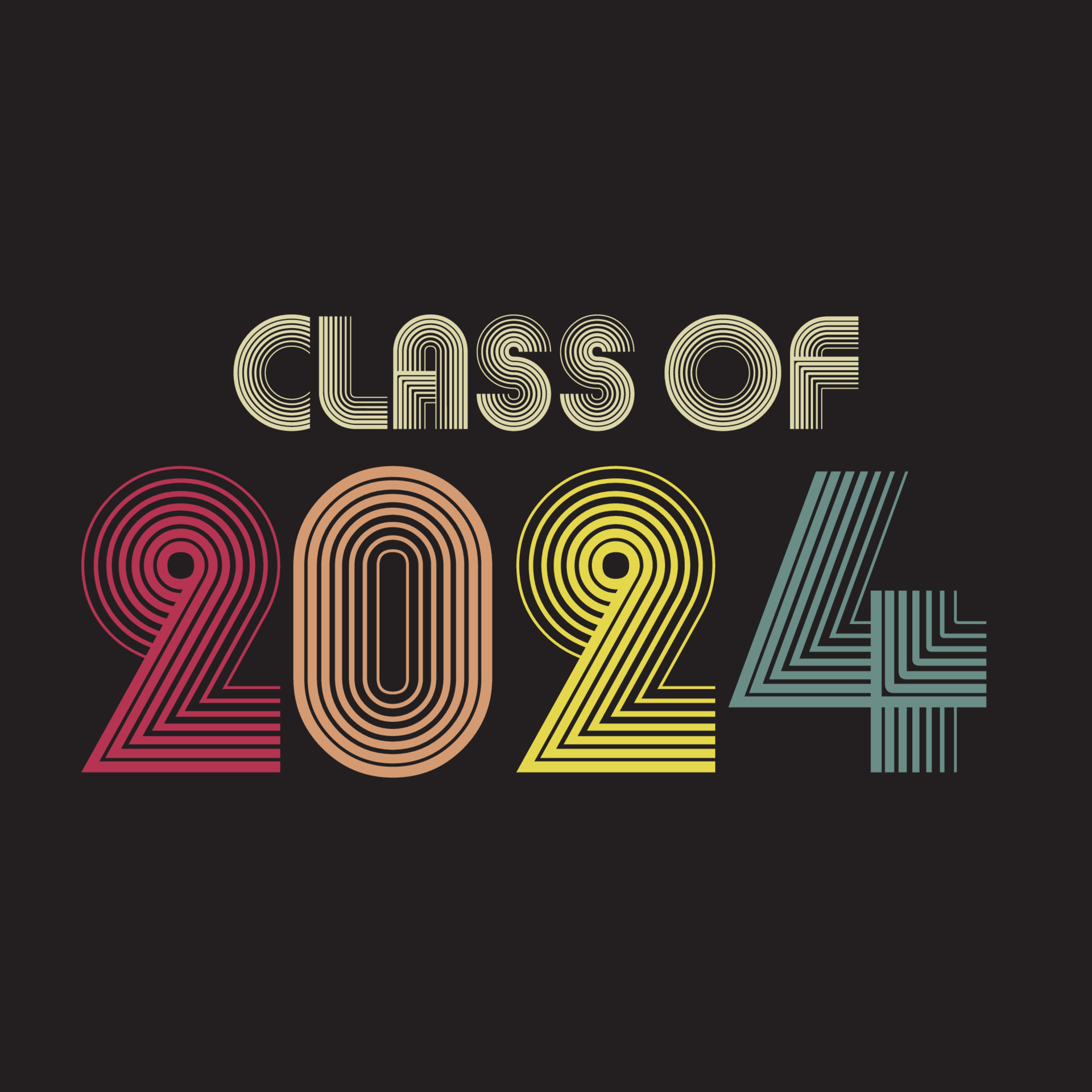Class of 2024. vintage style Lettering Vector illustration. Template