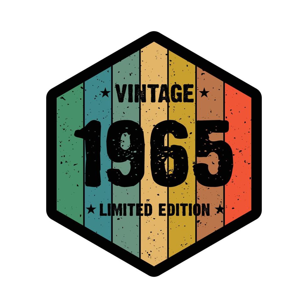 Diseño de camiseta retro vintage de 1965, vector